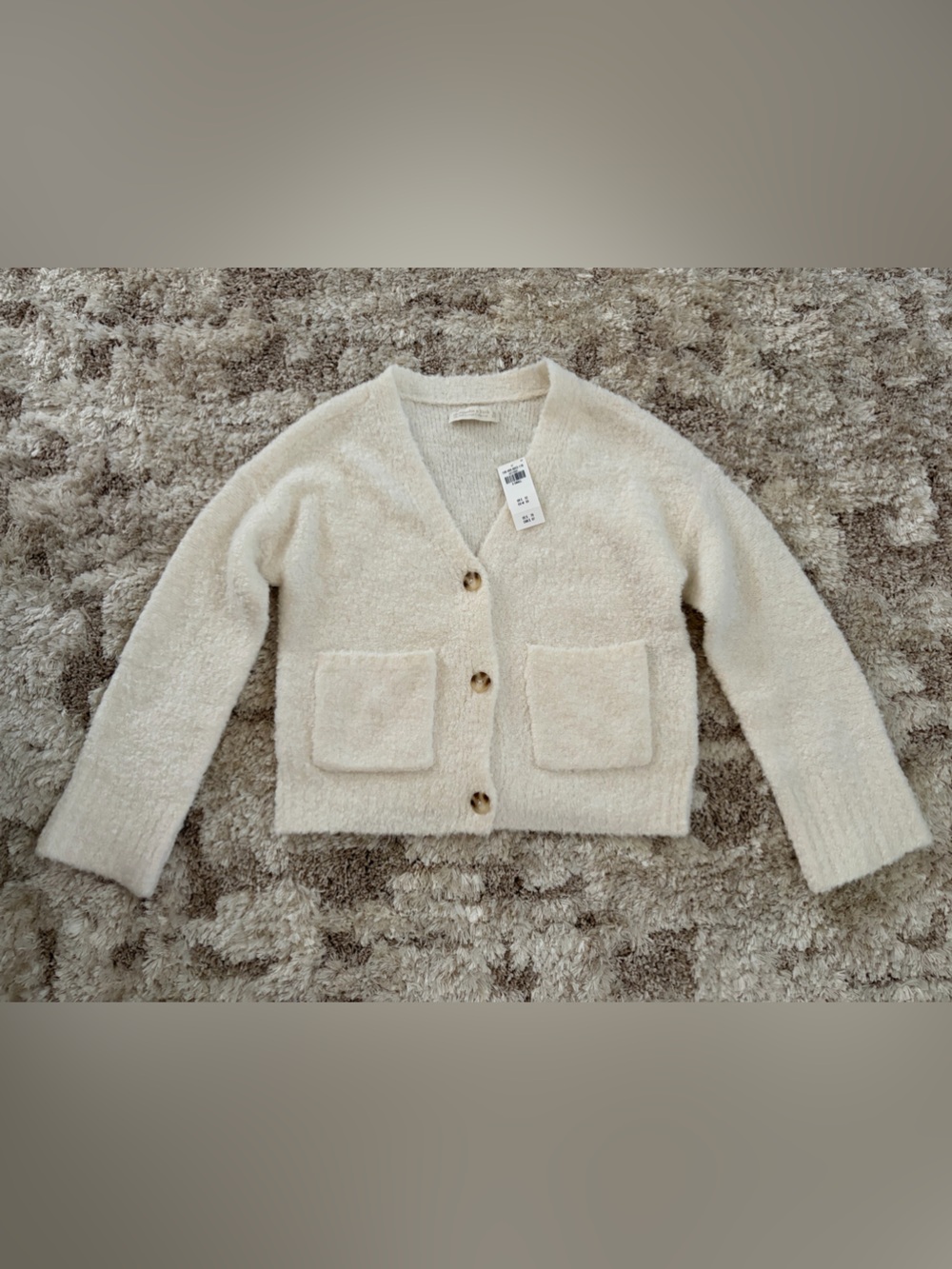 NWT Abercrombie & Fitch Cozy Cream Button-Front Women's Sweater Cardigan Size XS